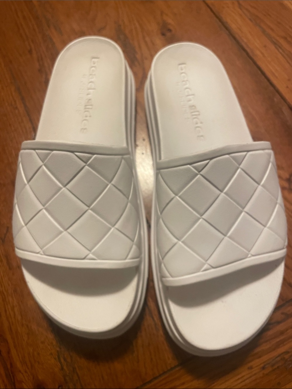J Slides Rubber Slide Sandals for Women in White 8